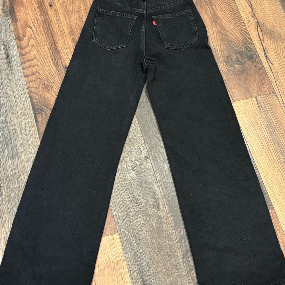 LEVI’S RIBCAGE WIDE LEG WOMEN'S JEANS BLACK 24W GREAT CONDITION - Picture 10 of 16